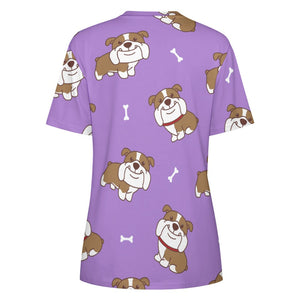 Smiling English Bulldog Love All Over Print Women's Cotton T-Shirt - 4 Colors-Apparel-Apparel, English Bulldog, Shirt, T Shirt-20