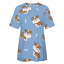 Load image into Gallery viewer, Smiling English Bulldog Love All Over Print Women&#39;s Cotton T-Shirt - 4 Colors-Apparel-Apparel, English Bulldog, Shirt, T Shirt-4