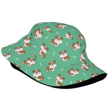 Load image into Gallery viewer, Smiling English Bulldog Love Bucket Hat-Hats &amp; Caps-Accessories,Dog Dad Gifts,Dog Mom Gifts,English Bulldog,Hats-34