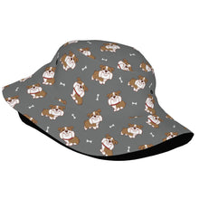 Load image into Gallery viewer, Smiling English Bulldog Love Bucket Hat-Hats &amp; Caps-Accessories,Dog Dad Gifts,Dog Mom Gifts,English Bulldog,Hats-50