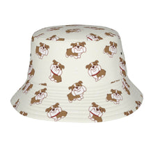 Load image into Gallery viewer, Smiling English Bulldog Love Bucket Hat-Hats &amp; Caps-Accessories,Dog Dad Gifts,Dog Mom Gifts,English Bulldog,Hats-Ivory White-One Size-9