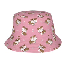 Load image into Gallery viewer, Smiling English Bulldog Love Bucket Hat-Hats &amp; Caps-Accessories,Dog Dad Gifts,Dog Mom Gifts,English Bulldog,Hats-Light Pink-One Size-25