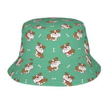 Load image into Gallery viewer, Smiling English Bulldog Love Bucket Hat-Hats &amp; Caps-Accessories,Dog Dad Gifts,Dog Mom Gifts,English Bulldog,Hats-Mint Green-One Size-33