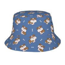 Load image into Gallery viewer, Smiling English Bulldog Love Bucket Hat-Hats &amp; Caps-Accessories,Dog Dad Gifts,Dog Mom Gifts,English Bulldog,Hats-Slate Blue-One Size-17