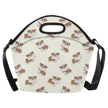 Load image into Gallery viewer, Smiling English Bulldog Love Neoprene Lunch Bag-Ivory-ONESIZE-1