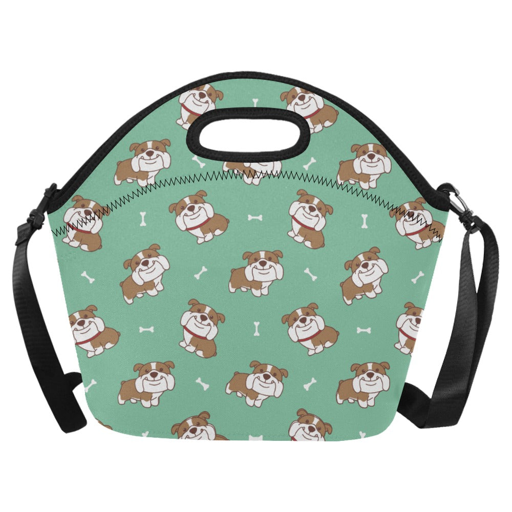 Smiling English Bulldog Love Neoprene Lunch Bag-MediumAquaMarine-ONESIZE-14