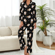 Load image into Gallery viewer, Smiling English Bulldog Love Pajamas Set for Women-Midnight Black-XS-9