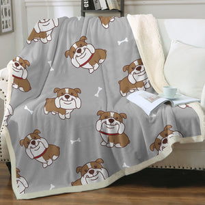 Smiling English Bulldog Love Soft Warm Fleece Blanket - 3 Colors-Blanket-Blankets, English Bulldog, Home Decor-Warm Gray-Small-3