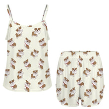 Load image into Gallery viewer, Smiling English Bulldog Love Women's Cami and Shorts Pajama Set-10