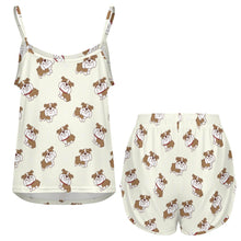 Load image into Gallery viewer, Smiling English Bulldog Love Women's Cami and Shorts Pajama Set-11