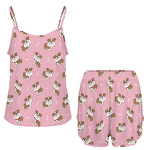 Load image into Gallery viewer, Smiling English Bulldog Love Women's Cami and Shorts Pajama Set-14