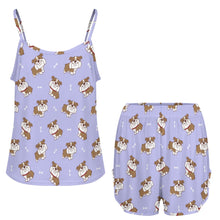 Load image into Gallery viewer, Smiling English Bulldog Love Women's Cami and Shorts Pajama Set-6