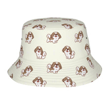 Load image into Gallery viewer, Smiling Lhasa Apso Bucket Hat-Hats &amp; Caps-Ivory White-One Size-1