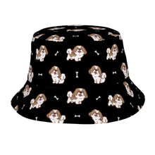 Load image into Gallery viewer, Smiling Lhasa Apso Bucket Hat-Hats &amp; Caps-Midnight Black-One Size-17