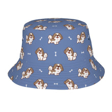 Load image into Gallery viewer, Smiling Lhasa Apso Bucket Hat-Hats &amp; Caps-Slate Blue-One Size-33