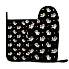 Load image into Gallery viewer, Smiling Lhasa Apso Love Oven Mitts and Pot Holder Set-Kitchen Decor-Accessories,Dog Mom Gifts,Lhasa Apso-5