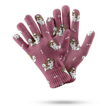 Load image into Gallery viewer, Smiling Lhasa Apso Love Touch Screen Gloves - 4 Colors-Accessories-Accessories, Dog Dad Gifts, Dog Mom Gifts, Gloves, Lhasa Apso-Rose gold-4