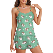 Load image into Gallery viewer, Smiling Lhasa Apso Love Women's Cami and Shorts Pajama Set-16