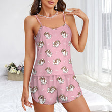 Load image into Gallery viewer, Smiling Lhasa Apso Love Women's Cami and Shorts Pajama Set-8