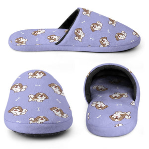 Smiling Lhasa Apso Love Women's Cotton Mop Slippers-Accessories, Dog Mom Gifts, Lhasa Apso, Slippers-11