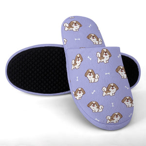 Smiling Lhasa Apso Love Women's Cotton Mop Slippers-Accessories, Dog Mom Gifts, Lhasa Apso, Slippers-15