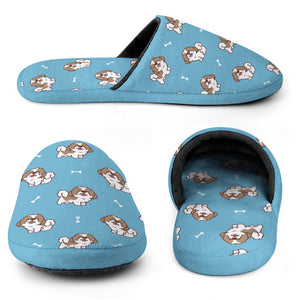 Smiling Lhasa Apso Love Women's Cotton Mop Slippers-Accessories, Dog Mom Gifts, Lhasa Apso, Slippers-16