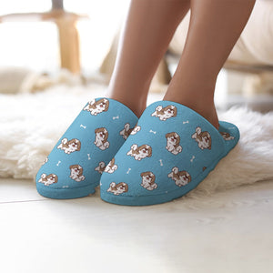 Smiling Lhasa Apso Love Women's Cotton Mop Slippers-Accessories, Dog Mom Gifts, Lhasa Apso, Slippers-17