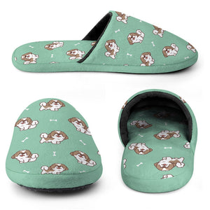 Smiling Lhasa Apso Love Women's Cotton Mop Slippers-Accessories, Dog Mom Gifts, Lhasa Apso, Slippers-6