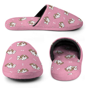 Smiling Lhasa Apso Love Women's Cotton Mop Slippers-Accessories, Dog Mom Gifts, Lhasa Apso, Slippers-7