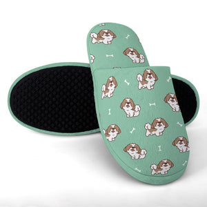 Smiling Lhasa Apso Love Women's Cotton Mop Slippers-Accessories, Dog Mom Gifts, Lhasa Apso, Slippers-9