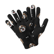 Load image into Gallery viewer, Smiling Shih Tzu Touch Screen Gloves-Accessories-Accessories, Dog Dad Gifts, Dog Mom Gifts, Gloves, Shih Tzu-Black-5