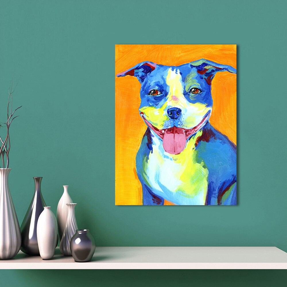 Smiling Pit Bull Love Canvas Print Poster