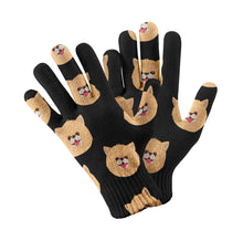 Load image into Gallery viewer, Smiling Pomeranian Touch Screen Gloves-Accessories-Accessories, Dog Dad Gifts, Dog Mom Gifts, Gloves-Black-1