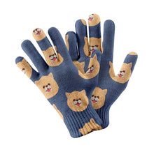 Load image into Gallery viewer, Smiling Pomeranian Touch Screen Gloves-Accessories-Accessories, Dog Dad Gifts, Dog Mom Gifts, Gloves-Navy-3