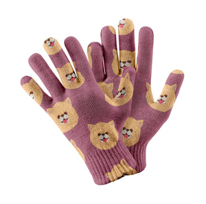 Smiling Pomeranian Touch Screen Gloves-Accessories-Accessories, Dog Dad Gifts, Dog Mom Gifts, Gloves-Rose gold-4