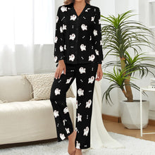 Load image into Gallery viewer, Smiling Samoyed Love Pajamas Set for Women-Midnight Black-XS-9