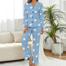 Load image into Gallery viewer, Smiling Samoyed Love Pajamas Set for Women-Sky Blue-XS-1