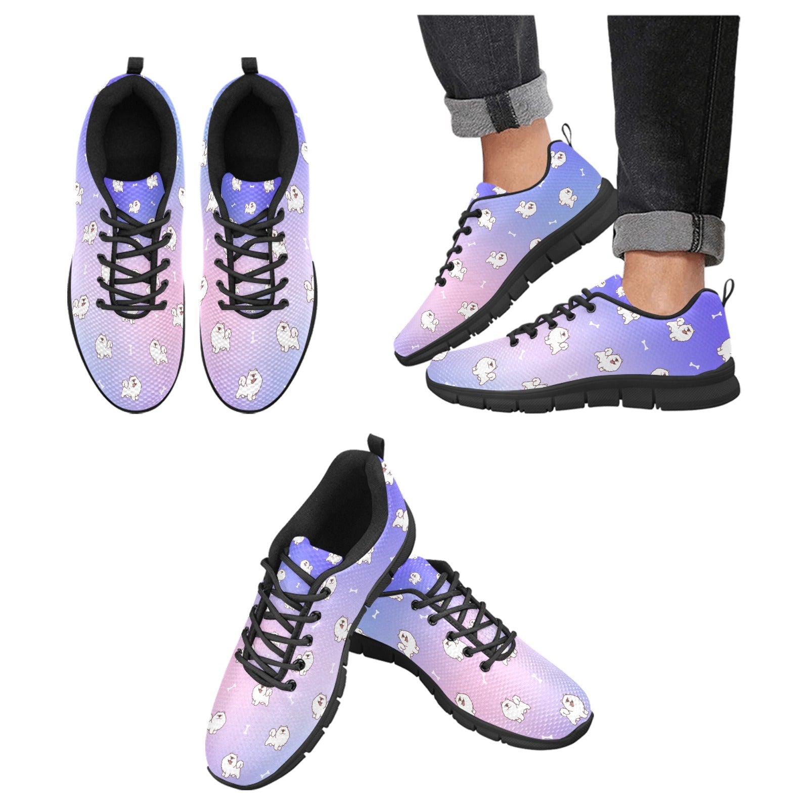Smiling Samoyed Love Womens Breathable Sneakers Cornflowerblue1 Us13