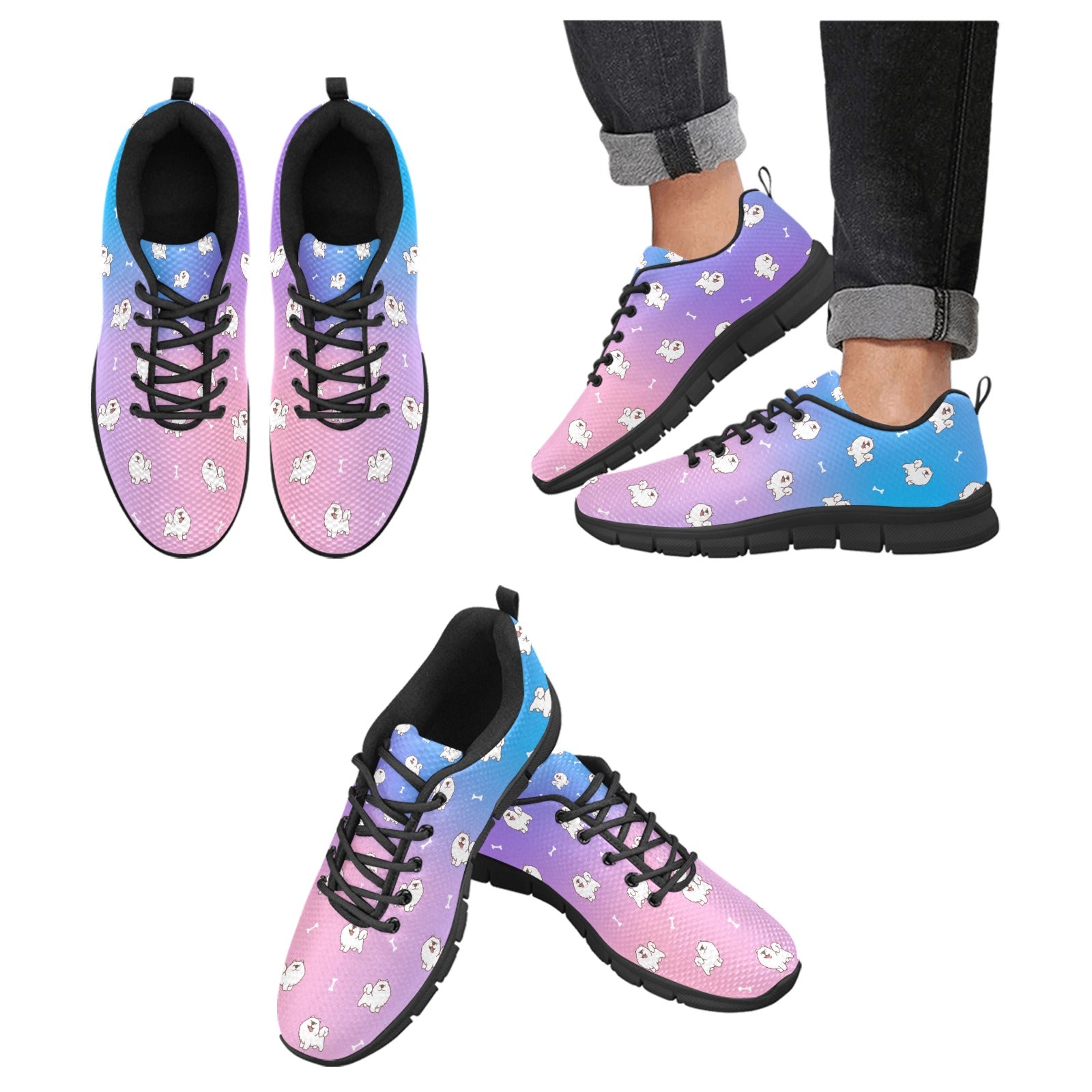 Smiling Samoyed Love Womens Breathable Sneakers Cornflowerblue2 Us13 6