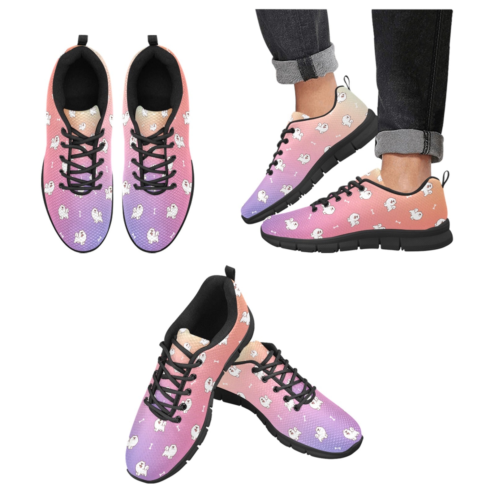 Smiling Samoyed Love Womens Breathable Sneakers Cornflowerblue5 Us13 25