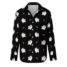 Load image into Gallery viewer, Smiling Samoyed Love Women&#39;s Shirt-S-Black7-25