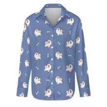 Load image into Gallery viewer, Smiling Samoyed Love Women&#39;s Shirt-S-CornflowerBlue-4