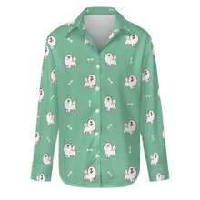Load image into Gallery viewer, Smiling Samoyed Love Women&#39;s Shirt-S-MediumAquaMarine-10