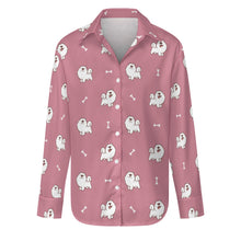 Load image into Gallery viewer, Smiling Samoyed Love Women&#39;s Shirt-S-PaleVioletRed-1