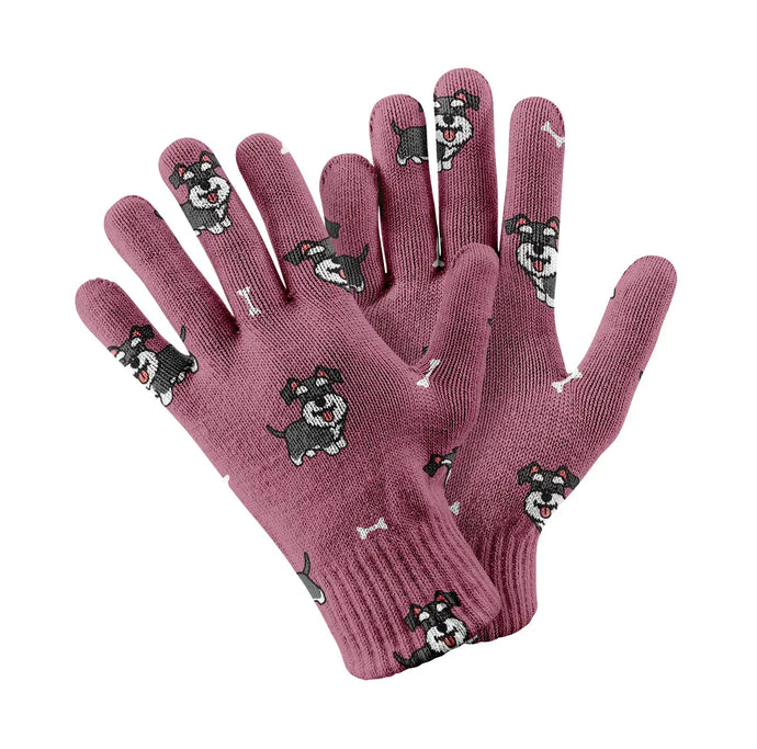 Smiling Schnauzer Delight Touch Screen Gloves-Accessories-Accessories,Dog Dad Gifts,Dog Mom Gifts,Gloves-Rose gold-2