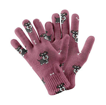 Smiling Schnauzer Delight Touch Screen Gloves Rose Gold 2 360x