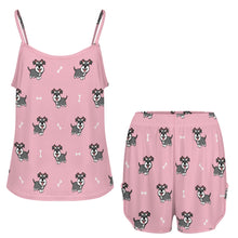 Load image into Gallery viewer, Smiling Schnauzer Delight Women's Cami and Shorts Pajama Set-14