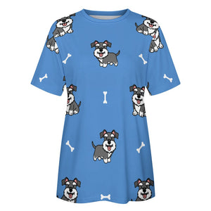 Smiling Schnauzer Love All Over Print Women's Cotton T-Shirt - 4 Colors-Apparel-Apparel, Schnauzer, Shirt, T Shirt-12