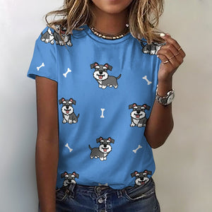 Smiling Schnauzer Love All Over Print Women's Cotton T-Shirt - 5 Colors-Apparel-Apparel, Schnauzer, Shirt, T Shirt-18