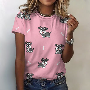 Smiling Schnauzer Love All Over Print Women's Cotton T-Shirt - 5 Colors-Apparel-Apparel, Schnauzer, Shirt, T Shirt-19